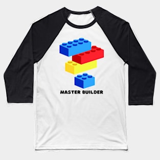 Master Builder Lego Brick Colorful Design White Baseball T-Shirt